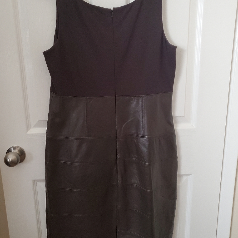 Designer Teri Jon Leather Business Casual Cocktail Dress Women's 12 Large - Picture 4 of 13